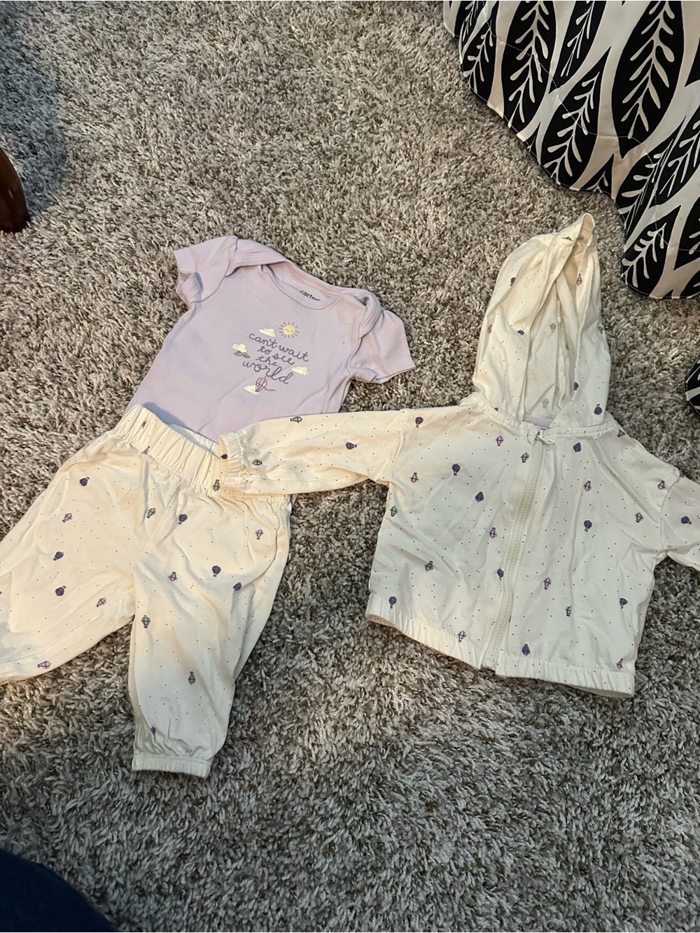 Carter's Lilac Bodysuit with Cream Hooded Jacket & Pants